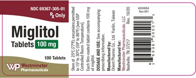 100 mg Tablet Bottle Label (4000884 Miglitol 100mg (wp)(v.1) 201028 For Elisting)